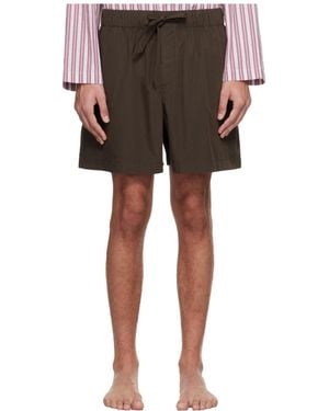 Tekla Drawstring Pyjama Shorts - Brown