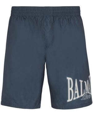 Balmain University Logo Swim Suit - Blue