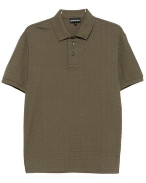 Emporio Armani Logo-Jacquard Short-Sleeves Polo Shirt - Green