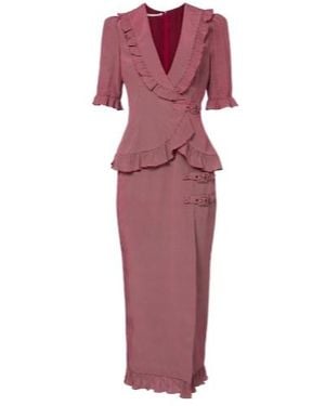 Alessandra Rich Ruffled Polka-Dot Silk Midi Dress - Purple