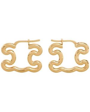 Celine Triomphe Frame Large Earrings - Metallic