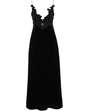 Zimmermann Floral-Embellished Velvet A-Line Dress - Black
