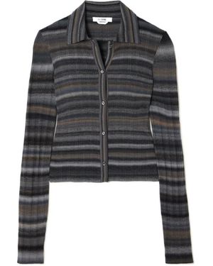 RE/DONE Short Striped Wool Cardigan - Black