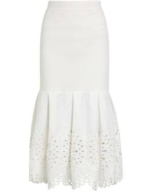 Jonathan Simkhai Eveletta Cutwork Stretch-Knit Midi Skirt - White