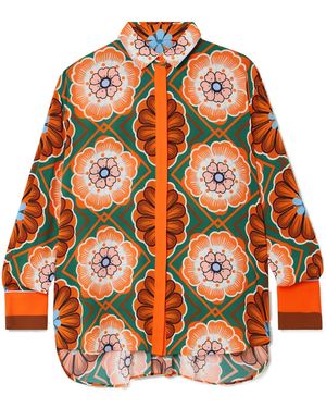 Borgo De Nor Nova Printed Crepe Shirt - Orange