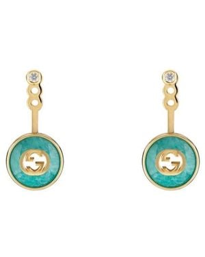 Gucci Interlocking 18K Earrings - White