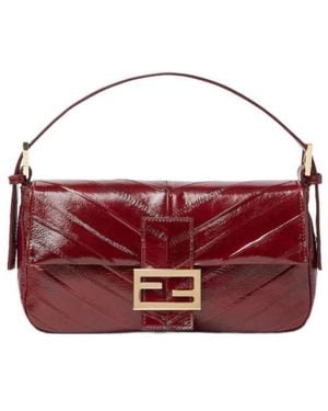 Fendi Baguette 26424 Ff Buckle Shoulder Bag - Red