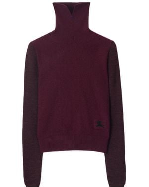 Burberry Ekd Motif Turtleneck Jumper - Purple