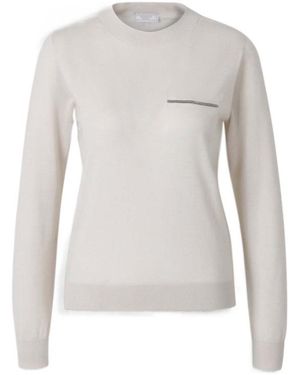 Peserico Ribbed Crew Neck Knitwear - White