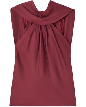 Jonathan Simkhai Scarlett Cape-Effect Draped Satin Top - Red