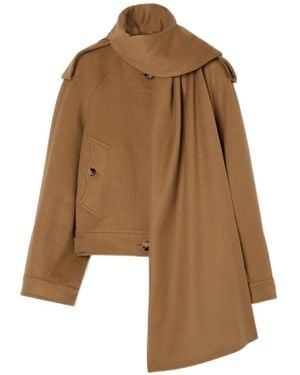 Burberry Detachable Scarf Cashmere Jacket - Brown