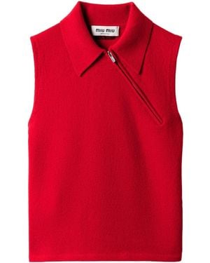 Miu Miu Shirt Collar T-Shirt - Red