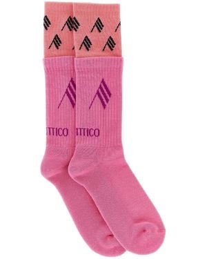 The Attico Double-Layered Logo Socks - Pink
