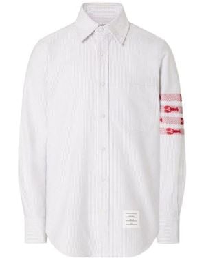 Thom Browne 4-Bar Lobster-Embroidered Shirt - White