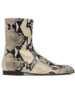 KHAITE Colt Python Print Ankle Boots - Brown