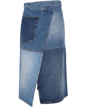 Philosophy Di Lorenzo Serafini Patchwork Denim Wrap Skirt - Blue