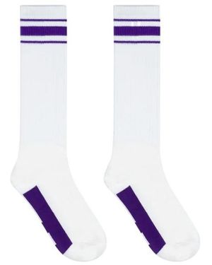 Team Wang Stripe-Border Ribbed Socks - Blue