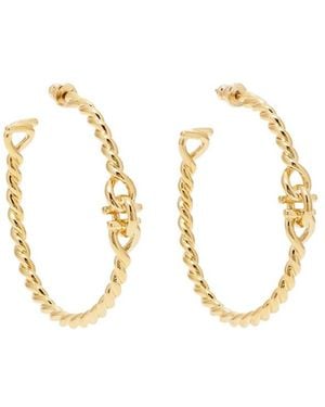 Ferragamo Ferragamo Twisted Chain Gancini Hoop Earrings - Metallic