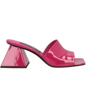 Dolce & Gabbana Patent Leather Square-Toe Slippers - Pink