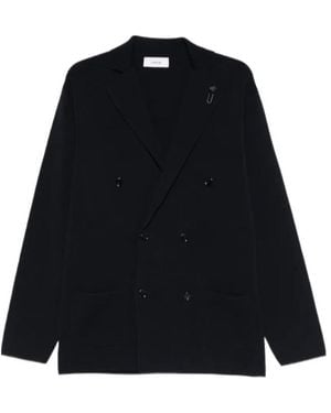 Lardini Double-Breasted Pocketed Cardigan - Black