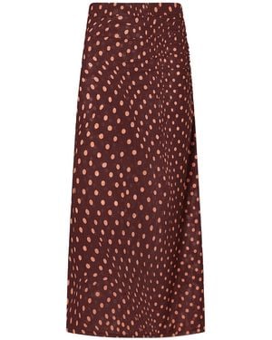 Stella McCartney Gathered Polka-Dot Mesh Midi Skirt