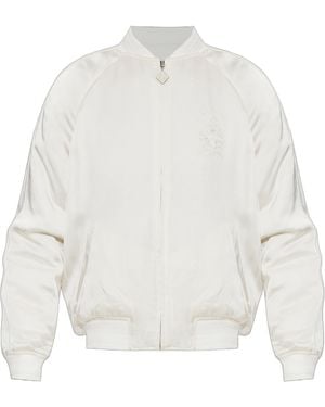 CASABLANCA Embroidered Satin Bomber Jacket - White