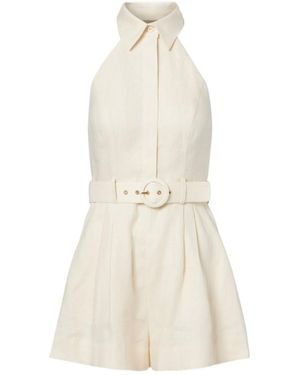 Zimmermann Awaken Halterneck Linen Romper - White