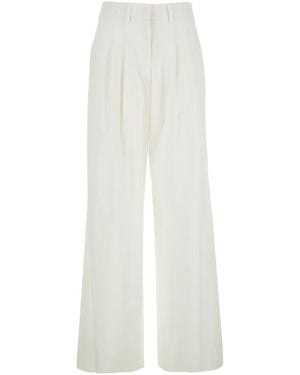 Pt Pantaloni Pt Torino Frankie Pleated Wide-Leg Trousers - White