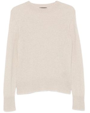 Aragona Ribbed-Trim Crew Neck Sweater - Natural