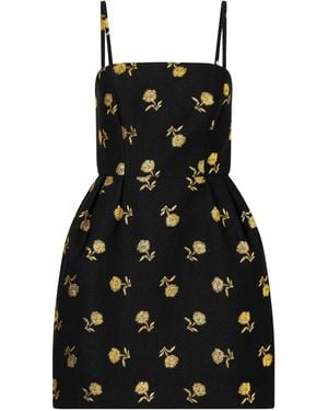 Carolina Herrera Embroidered Jacquard Mini Dress - Black