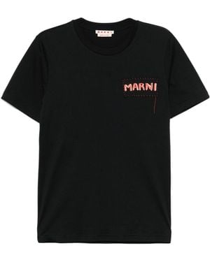 Marni Logo-Printed Crewneck T-Shirt - Black
