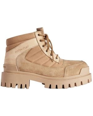 Balenciaga Combat Strike Lace-Up Boots - Natural