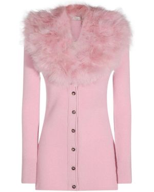 Blumarine Faux Fur Trim Longline Cardigan - Pink