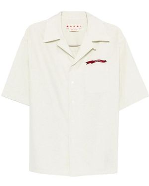 Marni Logo-Embroidered Buttoned Shirt - White