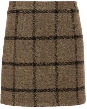 Patou Check Tweed Mini Skirt - Green