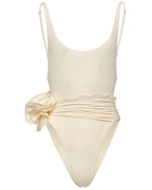 Magda Butrym Flower Scoop Neck Swimsuit - Natural