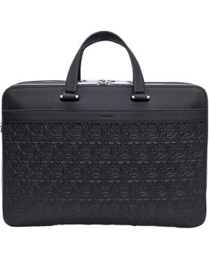 Ferragamo Ferragamo Gancini Embossed Briefcase - Black