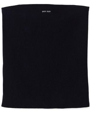 Miu Miu Cotton Knitted Logo Tube Top - Black