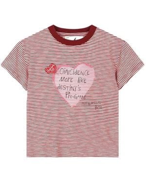 ANDERSSON BELL Heart-Shaped Striped T-Shirt - Pink