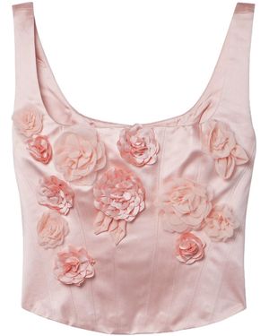 LoveShackFancy Lorelai Cropped Bustier Top - Pink