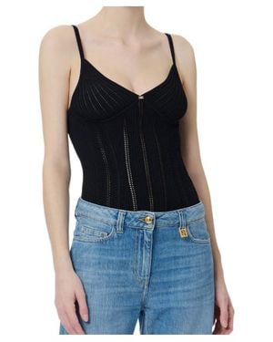 Elisabetta Franchi Knitted Openwork Bodysuit - Black
