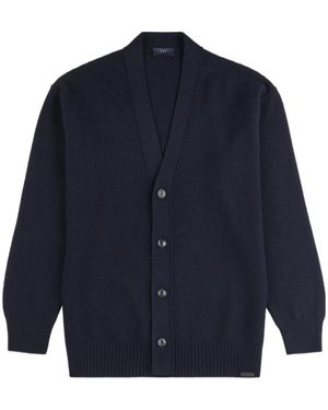 Fay V-Neck Button-Up Cardigan - Blue