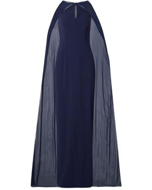 Roland Mouret Cape-Effect Silk Chiffon-Trimmed Crepe Gown - Blue