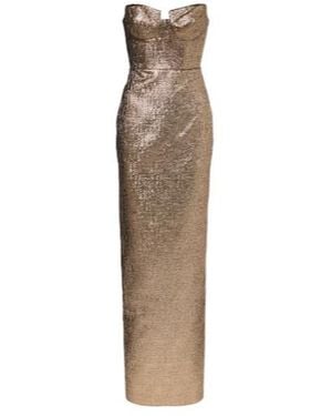 Roland Mouret Lame Jacquard Bustier Gown - Brown