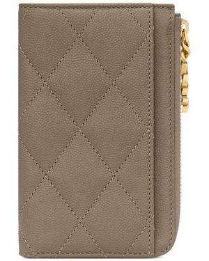 Saint Laurent Zipper Card Holder - Brown