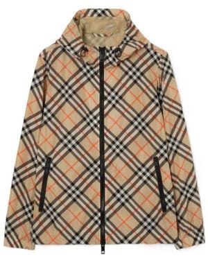 Burberry Check Nylon Hooded Jacket - Brown