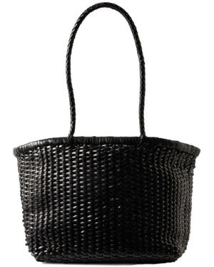 Dragon Diffusion Small Woven Leather Tote - Black