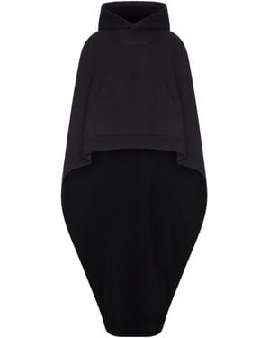 Balenciaga Logo Detailed Hooded Cape - Blue