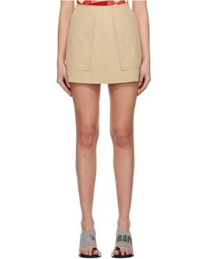 Pushbutton A-Line Mini Skirt - Natural