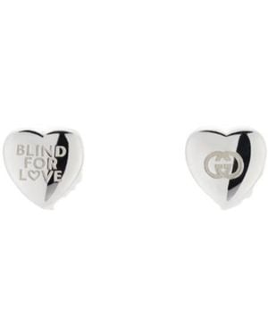 Gucci Blind For Love Stud Earrings - White